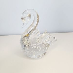 Hand Blown Art Glass Swan Sculpture Paperweight